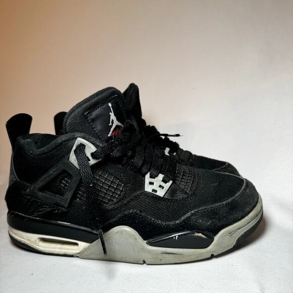 Size 5.5 - Nike Air Jordan 4 Retro SE GS Black Canvas Men's Shoes - Picture 1 of 9